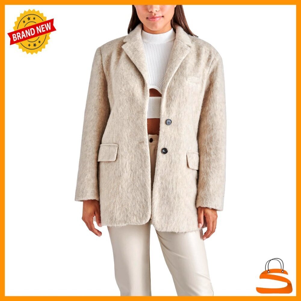 Oversized Boyfriend Blazer Coat Fuzzy Wool Blend Classic Chic Retro Y2K Style